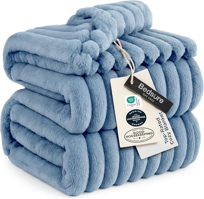 Bedsure GentleSoft Blue California King Size Blanket for Couch - Cozy Soft Blankets for Women, Cute Small Fleece Throws for Girls, Birthday Gifts for Women, 102x96 Inches
