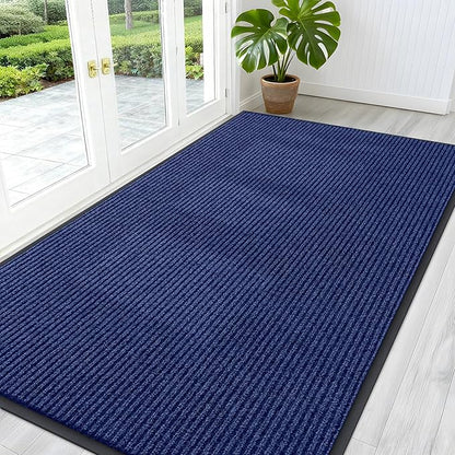 OLANLY Front Door Mat Indoor Outdoor Entrance, Waterproof Heavy Duty Doormat, Fade Resistant, Low Profile, Easy Clean Patio Porch Welcome Floor Mats for Entry, 59x30, Blue