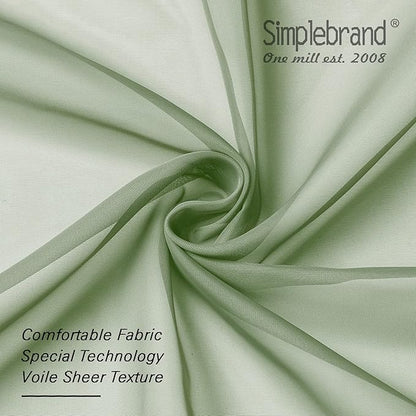 Simplebrand Sage Tier Curtains for Kitchen 24 Inches Long 2 PaSet, Rod Pocket Cafe Curtain Light Filtering Sheer Short Curtains for Bathroom/Basement Half Window 42 x 24 Inch, 2Pcs, Sage