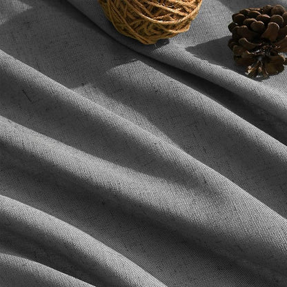 Nanspring Blazer Grey Curtains Linen Blend Light Filtering Back Tab Curtain 84 Inches Long, Semi Sheer Privacy Drapes for Living Room & Bedroom,Simple Style 52x84 inch, 2 Panels