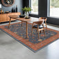 Hazo Haus 6x9 Dining Room Rugs for Under Table - Washable Area Rug for Living Room, Low Pile Non-Slip Rugs for Bedroom - Navy Blue & Terracotta Vintage Boho Eclectic Home Decor