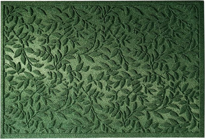 Green Leaves Outdoor Indoor Entrance Door mat, Absorbent Durable Heavy Duty Welcome Front Door Mat,Thick Natural Rubber Back,Easy Clean Entryway Mat 47x32 Inch, Low Profile