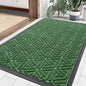 Smiry Front Door Mat Outside Entrance, Heavy Duty Sturdy Natural Rubber Doormat, Trap Dirt and Moisture, Easy Clean Low Profile Mats for Indoor Outdoor Entry, Grid Geometric (35x23, Green)