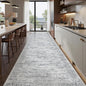 Washable Runner Rug 2.5x12, Non-Slip Long Bathroom Rugs Runner for Kitchen, Living Room, Bedroom, Soft Vintage Rug for Entryway, Thin Floor Mat for Dining Room(2.5'x12', Grey/Ivory)