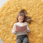 OLANLY Mustard Yellow Round Rugs for Bedroom - Machine Washable, 5 ft Circle Area Rugs for Living Room, Soft and Fluffy Shaggy Carpet for Teen Girl and Boys, Nursery Rooms, Dorms, Home Decor Aesthetic