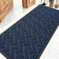 OLANLY Front Door Mat Indoor Outdoor Entrance, Waterproof All-Season, All-Weather Doormat, Sturdy Natural Rubber, Low Profile, Easy Clean Patio Porch Entryway Mat, Herringbone Brick (Blue, 59x23)