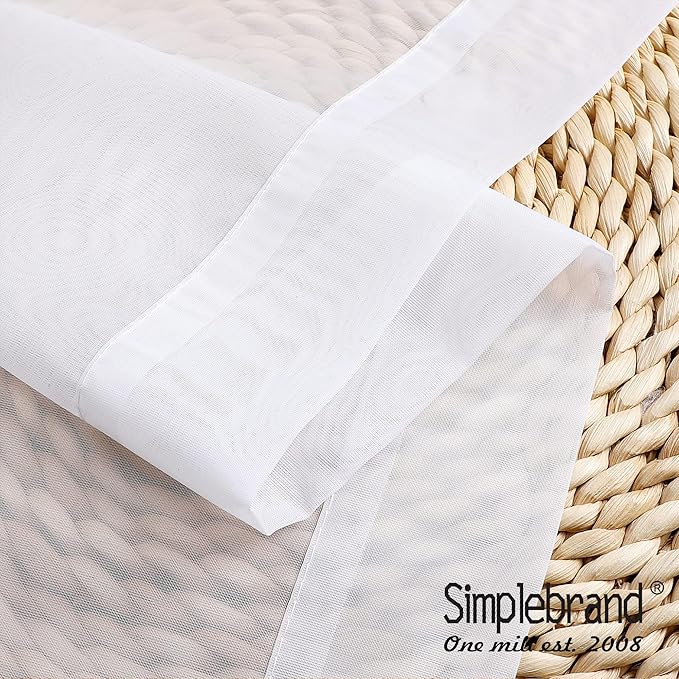 Simplebrand Sheer White Curtains 108 Inches Long, Extra Long Rod Pocket Solid Color Window Sheer Curtain Panels, Elegant Curtains & Drapes for Living Room, Bedroom 2 Panels (White, 42" W x 108" L)