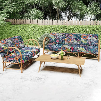 Smiry Printed Couch Cushion Covers, Stretch Soft Couch Covers for Sofa, Washable Non-Slip Sofa Slipcover Furniture Protector for Indoor and Outdoor (1 Pack, Blue Green)