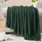 BEDELITE Fleece Throw Blanket for Couch – 3D Ribbed Jacquard Soft and Warm Decorative Fuzzy Blanket – Cozy, Fluffy, Plush Lightweight Emerland Green Throw Blankets for Bed, Sofa, 50x60 inches