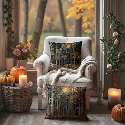 Rustic William Morris Inspired Autumn Forest Decor Throw Pillow Covers 18x18 Set of 2,Vintage Botanical Nature Decorative Throw Pillow Covers for Home Bedroom Living Room,Fall Home Room Decor