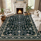 Area Rugs 10x12 Living Room Rug: Washable Rug Soft Vintage Boho Medallion Carpet Indoor Floor Non-Slip Stain Resistant Large Carpets for Bedroom Dining Room Farmhouse Nursery Home Office Black