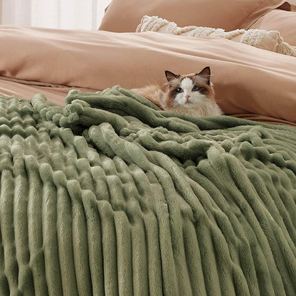 Bedsure GentleSoft Moss Fleece Queen Blanket for Couch - Cozy Soft Blankets for Women, Cute Small Throws for Girls, 90x90 Inches