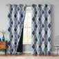 Beauoop 100% Blackout Curtains 96 Inches Long 2 Panels for Bedroom Living Room Blue Grey Moroccan Geo Room Darkening Thermal Insulated Soundproof Grommet Top Window Treatments Drapes, 50x96 Set of 2