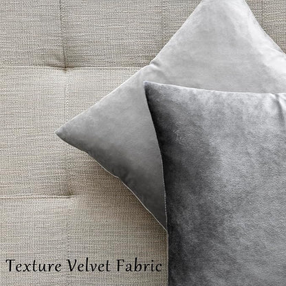 GIGIZAZA 22x22 Velvet Pillow Covers Set of 2,Dark Grey Throw Pillows Modern Covers for Living Room Decorative Luxury Solid Couch Sofa Big Square Pillow Cases