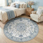RELEANY Area Rugs 5ft Washable Non-Slip, Floral Vintage Distress Print Pattern Medallion Carpet for Living Room Bedroom Dining Room, Light Blue Navy Beige Gray White