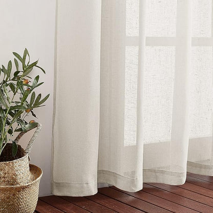 NICETOWN Natural Kitchen Curtains 36 inch Length, Grommet Small Curtains & Drapes Semi Sheer Privacy with Light Filtering Window Drapes for Cafe/Kids Room, W52 x L36, 2 Panels