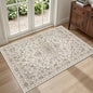 2x3 Area Rugs Living Room Rug: Washable Vintage Distressed Floral Rug No Slip Stain Resistant Soft Carpet Indoor Large Carpets for Bedroom Dining Room Farmhouse Nursery Hallway Home Office Brown Beige