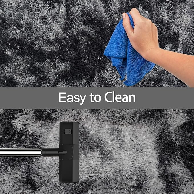 Tie-Dyed Runner Rug for Bedroom Black Grey 2x6ft Fluffy Area Rug Bedside Runner Rug for Kids Room Boys Teens Nursery Baby Living Room Dorm Home Decor Carpets