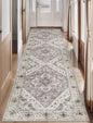 SERISSA Boho Washable Runner Rug, 2'6"x10' Long Non-Slip Vintage Earth Tone Hallway Kitchen Stair Runner Rug Ultra Soft Print Distressed Floor Carpet for Bathroom Laundry Room