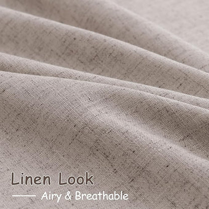 Brownish Grey Linen Curtains 84 Inches Long for Bedroom Back Tab Light Filtering Privacy Semi Sheer Curtains Modern Farmhouse Decor Cotton Textured Curtain for Living Room 2 Panels Set 52x84 Inch