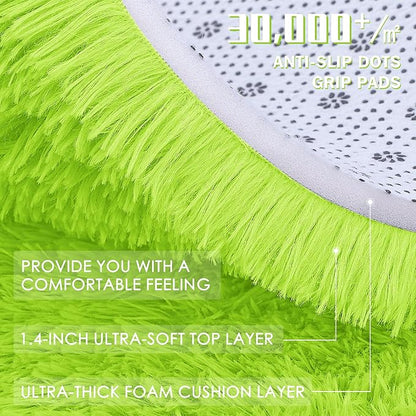 OLANLY 6x9 Machine Washable Large Area Rugs for Living Room, Bedroom, Soft Fluffy Shaggy Bedside Rug, Indoor Floor Carpet for Kids Girls and Boys, Dorms, Nursery, Home Decor Aesthetic, Lime Green