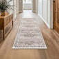 Boho 2x8 Long Runner Rugs for Hallway, Neutral Farmhouse Non Slip Runner for Kitchen, Entryway, Vintage Floral Decor Low-Pile Washable Stain Resistant Beige Latte Rug