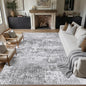 PureCozy 8x10 Grey Area Rug Washable Modern Abstract Living Room Carpet Non Slip Neutral Low Pile Soft Contemporary Gray Bedroom Large Rug Indoor Office Dining Room Playroom
