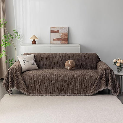 MYSKY HOME Couch Covers for 3 Cushion Couch Sofa, Sectional Couch Cover L Shape Chenille Couch Cushion Covers for Pets, Furniture Protector Cover for Dogs, Kids, 71"X150", Deep Chocolate