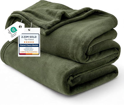 Bedsure GentleSoft Fleece Blanket Twin Size Olive Green - 300GSM Lightweight Plush Fuzzy Cozy Soft Warm Blanket for Bed, Sofa, Couch, Travel, Camping, 60x80 inches