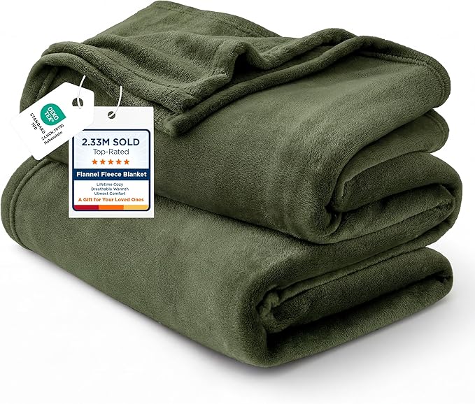 Bedsure Fleece Blankets King Size Oive Green - Bed Blanket Soft Lightweight Plush Cozy Fuzzy Luxury Microfiber, 108x90 inches