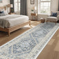 3x10 Runner Rug Non Slip Washable for Entryway, Front Porch, Vintage Hallway Runner for Laundry Room, Bedroom, Stain Resistant Thin Indoor Kitchen Mats for Floor(Blue/Beige,3'x10')
