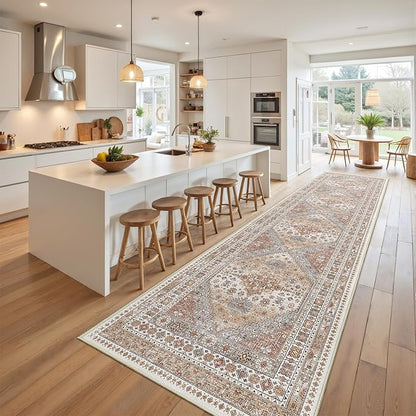 Kitchen Runner Rug Non Slip Washable 2.5x10, Soft Ultra-Thin Entryway Rug Runners for Hallways, Carpet Runner for Living Room,Kitchen, Laundry, Bathroom(Orange,2.5'x10')