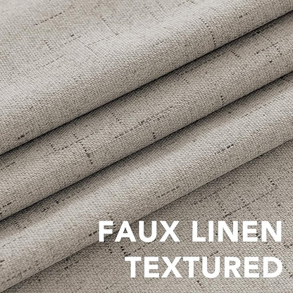 H.VERSAILTEX Linen Blackout Curtains Durable Thick Textured Linen Look 100% Blackout Patio Door Curtain Anti Rust Grommet Extra Wide Sliding Door Curtain Panel, W100 x L84 inch - Stone