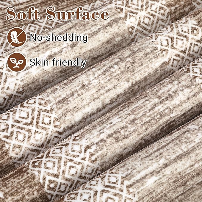 GarveeHome Modern Geometric Area Rug 2x3 Distressed Bordered Washable Non Slip Floor Small Carpet Non Shedding Thin Soft Low Pile Rug, Contemporary Brown Rug for Dining Room, Living Room
