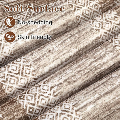 GarveeHome 2.5x8 Modern Bordered Runner Rug Soft Non Slip Washable Floor Carpet Distressed Geometric Hallway Indoor Printed Rug for Kitchen Entrance, Brown