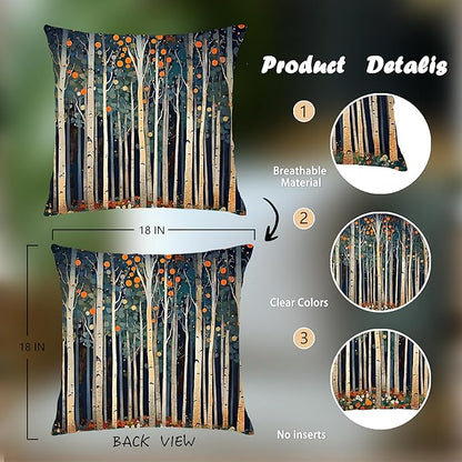 Rustic William Morris Inspired Autumn Forest Decor Pillow Covers 18x18,Vintage Botanical Nature Decorative Throw Pillow Covers for Home Bedroom Living Room