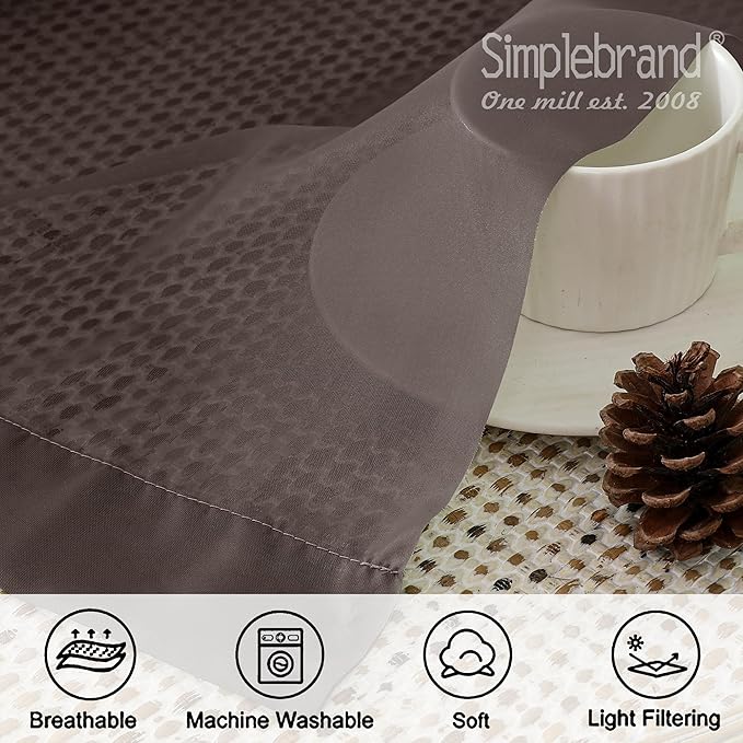 Simplebrand Chocolate Short Sheer Curtains 45 Inch Length for Small Windows, Rod Pocket 2 Panels Set Solid Voile Drapes Window Sheer Curtains for Bedroom Bathroom Kids Room Kitchen, 42x45 Inch, 2pcs