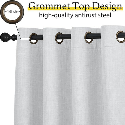 NICETOWN Farmhouse Blackout Small Curtains - Thermal Insulated Grommet Curtain Valances Room Darkening for Kitchen Window Treatments Home Decor, 34" Wide x 30" Long, 1 Pair, Greyish White