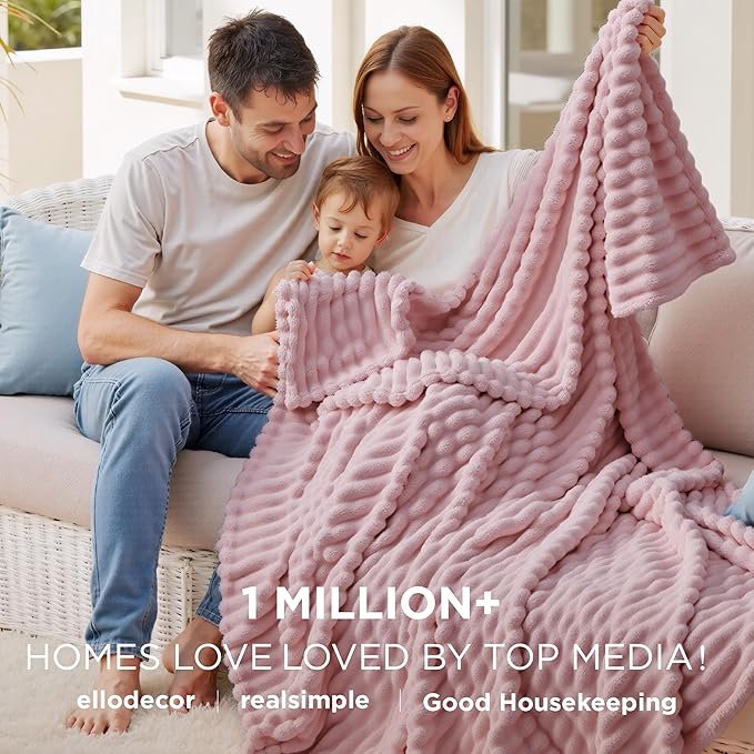 Bedsure GentleSoft Pink Fleece Blanket for Couch - Cozy Soft Blankets for Women, Cute Small Throws for Girls, 90x90 Inches