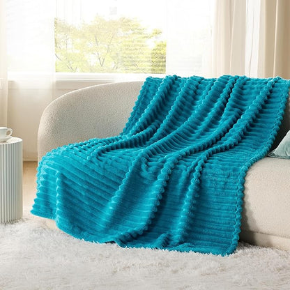 Bedsure Teal Fleece Blanket for Couch - Super Soft Cozy Twin Blankets for Women, Cute Small Throws for Girls, 60x80 Inches