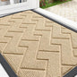 OLANLY Front Door Mat Indoor Outdoor Entrance, Waterproof All-Season, All-Weather Doormat, Sturdy Natural Rubber, Low Profile, Easy Clean Patio Porch Entryway Mat, Herringbone Brick (Beige, 36x24)