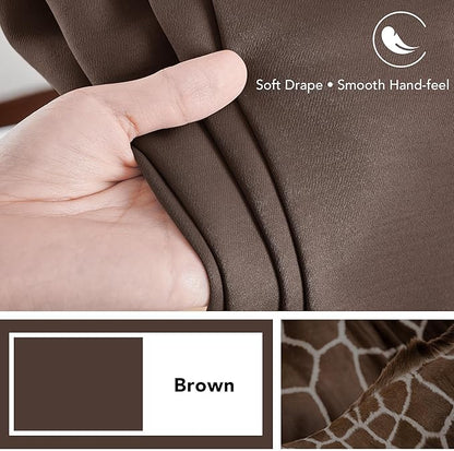 Deconovo Blackout Curtains, Thermal Insulated, W70 x L108 2 Panels, Back Tab, Machine Washable, Room-Darkening Drapes for Bedroom/Living Room Brown