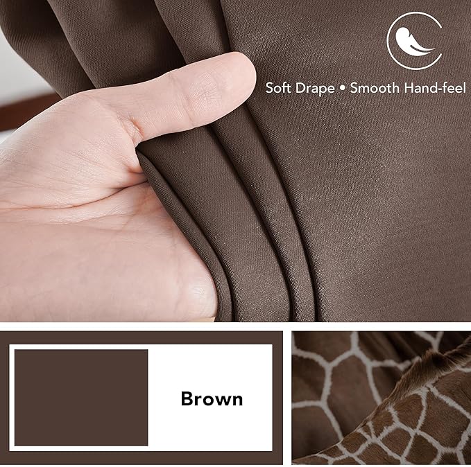 Deconovo Blackout Curtains, Thermal Insulated, W52 x L108 2 Panels, Back Tab, Machine Washable, Room-Darkening Drapes for Bedroom/Living Room Brown