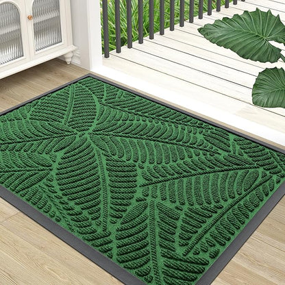 Colorxy Waterproof Doormat, Sturdy Natural Rubber Front Indoor Mat, Non Slip Low Profile Indoor Outdoor Door Mats, Stain and Fade Resistant Floor Mat, Easy Clean Patio Entrance Mat, 71''x47'', Green