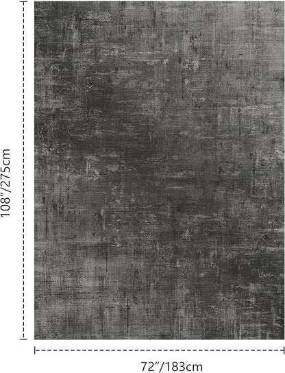 Latte&Fog 6x9 Area Rugs for Living Room Bedroom, Black Modern Abstract Neutral Washable Rug, Boho Non Slip Low Pile Carpet for Dining Room, Dorm,Classroom,College Dorm, Farmhouse and Kids Room - Black