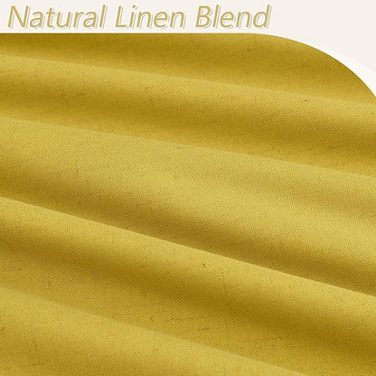 Guken 100% Blackout Curtains 84 Inch Length 2 Panels Set for Living Room Bedroom Back Tab Thermal Insulated Black Out Linen Drapes Room Darkening Celery Yellow,52x84