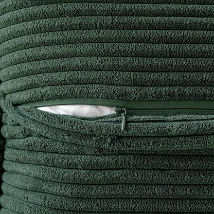 MIULEE Decorative Throw Pillow Covers for Couch Bed Livingroom 20x20 Inch Set of 2 Dark Green Boho Accent Throw Pllows Broadside Striped Patchwork Soft Corduroy Pillowcases