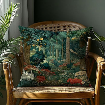 Rustic Forest Green Pillow Covers 18x18 Double-Sided, Cottagecore Summer Lemon Forest Botanical Nature William Morris Inspired Decorative Throw Pillow Covers for Sofa Bed Bedroom Living Room
