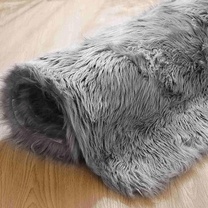 Goolela Grey Area Rug 8x10 Gray Fluffy Fuzzy Furry Rug for Living Room Bedroom Faux Sheepskin Fur Shaggy Rectangle