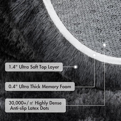 9x12 Ft Extra Large Shag Rugs for Living Room, Tie Dyed Ultra Soft Fluffy Furry Area Rugs for Bedroom Indoor Floor, Aesthetic Carpet for Kids Home Decor (Dark Grey)